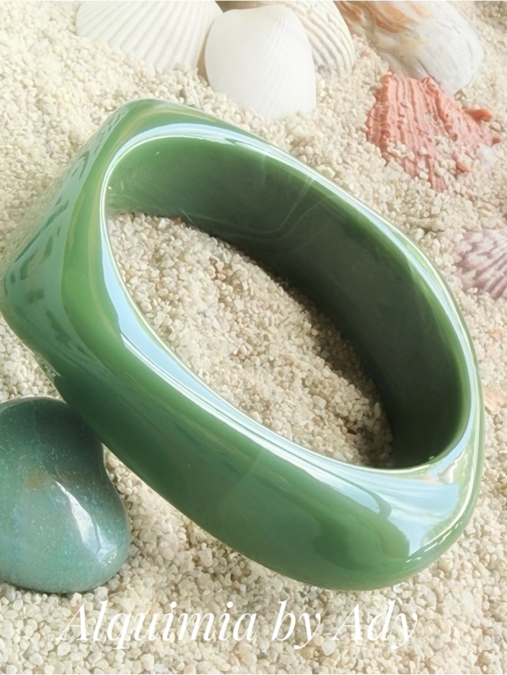 Alquimia Green Resin Bangle Bracelet